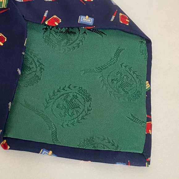 VTG Tommy Hilfiger Silk Necktie Blue  Writer Book 90 Preppy Academia Y2K Retro - Picture 7 of 7